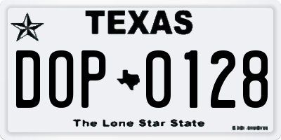 TX license plate DOP0128