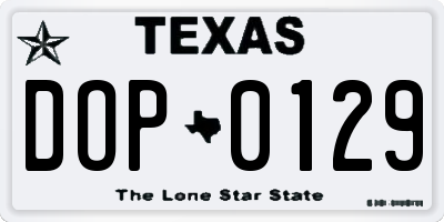 TX license plate DOP0129