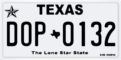 TX license plate DOP0132