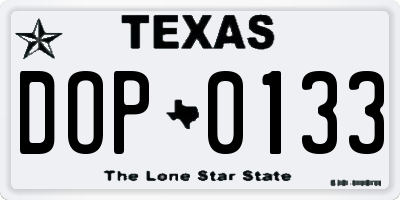 TX license plate DOP0133