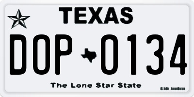 TX license plate DOP0134