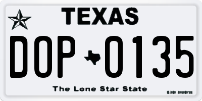 TX license plate DOP0135