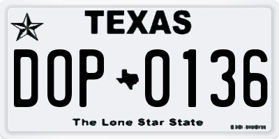 TX license plate DOP0136