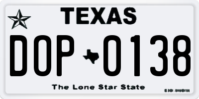 TX license plate DOP0138