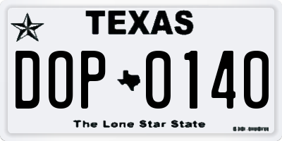 TX license plate DOP0140