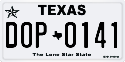 TX license plate DOP0141