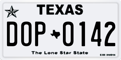 TX license plate DOP0142
