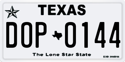 TX license plate DOP0144