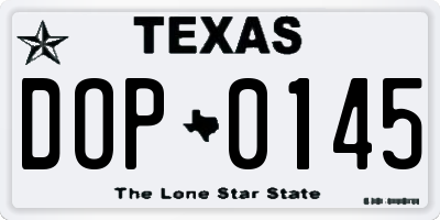 TX license plate DOP0145