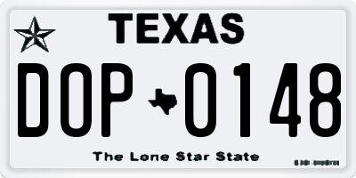 TX license plate DOP0148