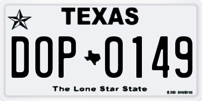 TX license plate DOP0149