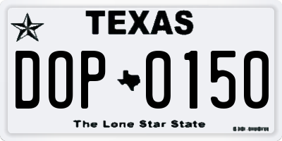 TX license plate DOP0150