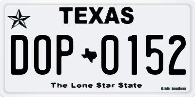 TX license plate DOP0152