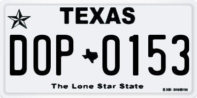 TX license plate DOP0153