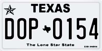 TX license plate DOP0154