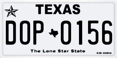 TX license plate DOP0156