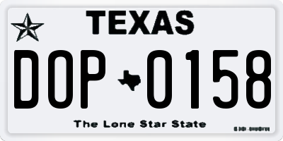 TX license plate DOP0158
