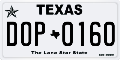 TX license plate DOP0160