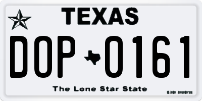 TX license plate DOP0161