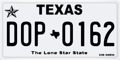 TX license plate DOP0162