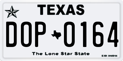 TX license plate DOP0164