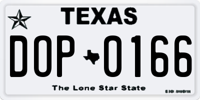 TX license plate DOP0166