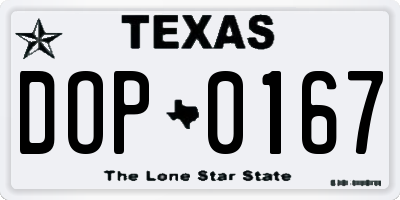 TX license plate DOP0167