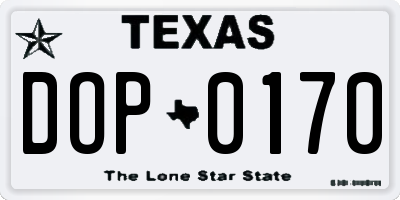 TX license plate DOP0170