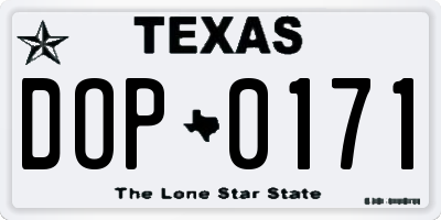 TX license plate DOP0171