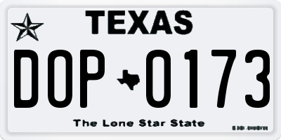 TX license plate DOP0173