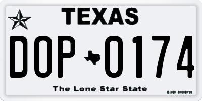 TX license plate DOP0174