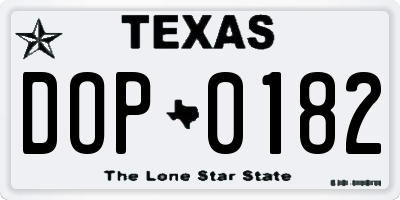 TX license plate DOP0182