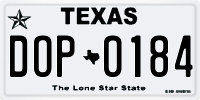TX license plate DOP0184