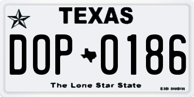 TX license plate DOP0186