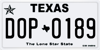 TX license plate DOP0189