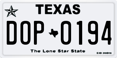 TX license plate DOP0194