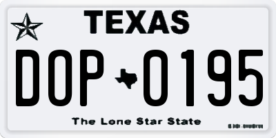 TX license plate DOP0195
