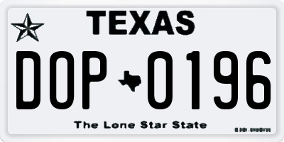 TX license plate DOP0196