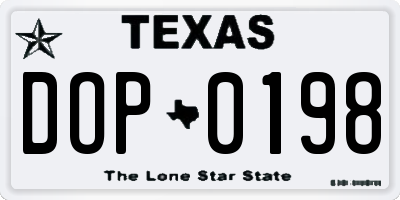TX license plate DOP0198