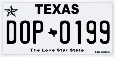 TX license plate DOP0199