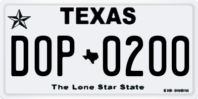 TX license plate DOP0200