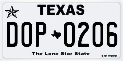 TX license plate DOP0206