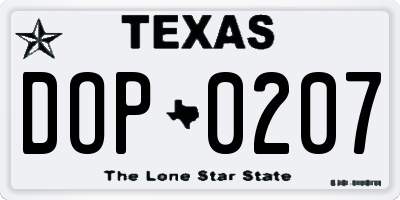 TX license plate DOP0207