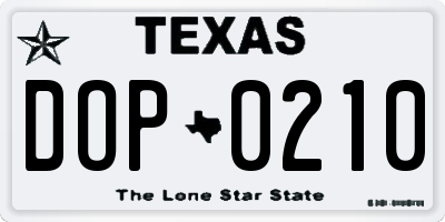 TX license plate DOP0210