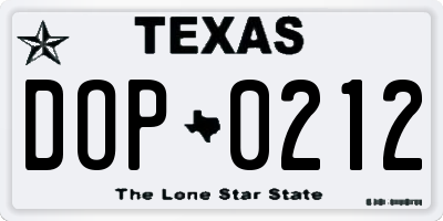 TX license plate DOP0212