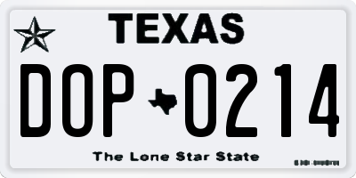 TX license plate DOP0214