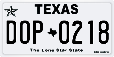 TX license plate DOP0218