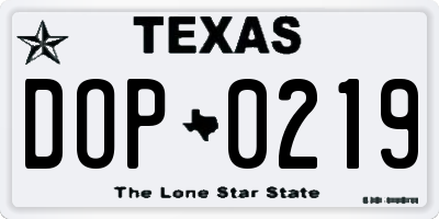 TX license plate DOP0219
