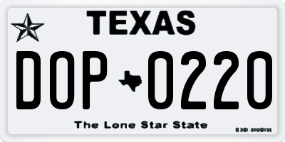 TX license plate DOP0220