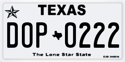 TX license plate DOP0222